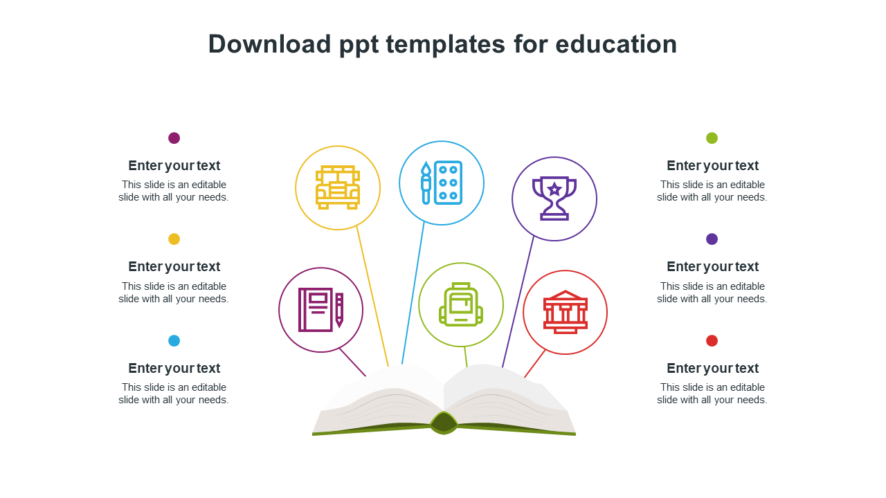 Download PPT Templates For Education System-Six Node